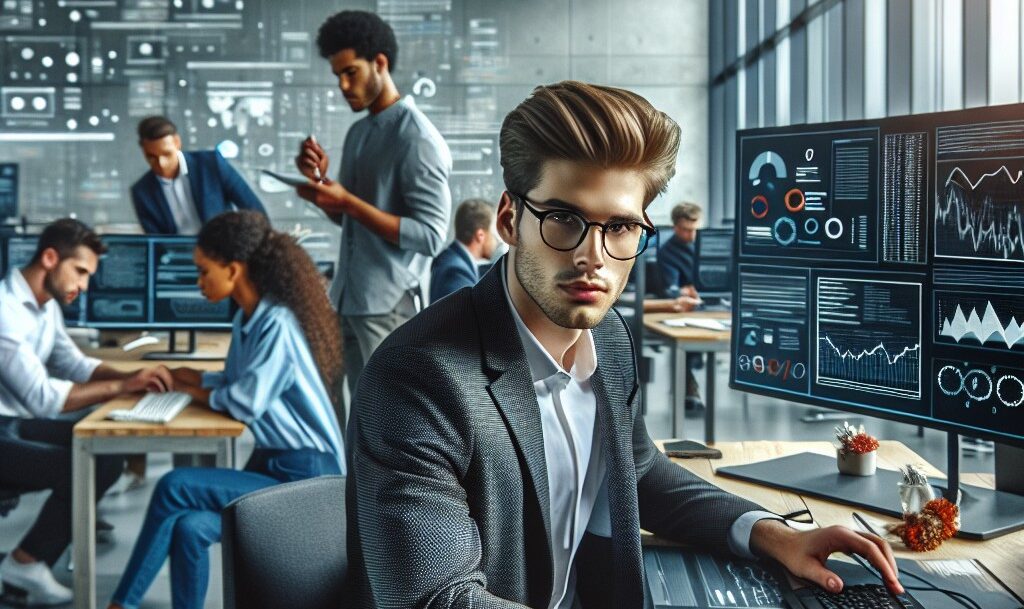 Praca jako specjalista ds. analizy danych w dziedzinie sektora usług marketingu technologicznego w software house.